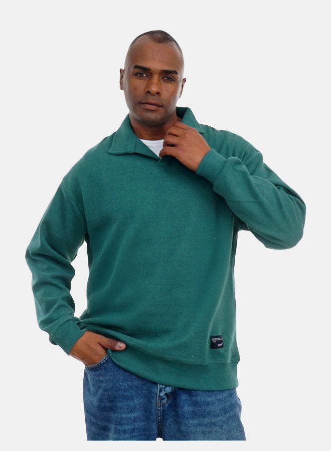 FIRE WOOD FireWood Cashmere Knit Pullover Sweater long sleeve For Men- Dark Green - Image 3